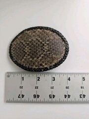Vintage Snakeskin Belt Buckle Exotic Leather Braided Edge Western Oval