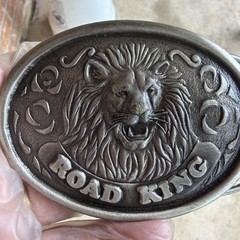 Road King Lion Head 76 Truck Drivers Club Member Belt Buckle MINT. Vintage!