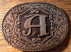 Vintage Award Designs Medals Inc. Initial A Solid Brass Belt Buckle