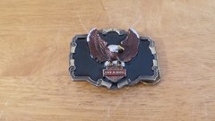 vtg THE GREAT AMERICAN BUCKLE CO Eagle America gun BELT BUCKLE —Live & Ride—