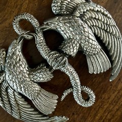 Bergamot Brass Works Belt Buckle Mens OS Silver Good Eagle Snake Western Biker
