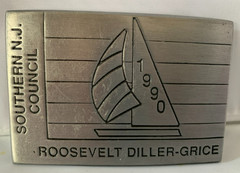 Vintage 1990 Southern New Jersey Council Roosevelt Diller-Grace Belt Buckle