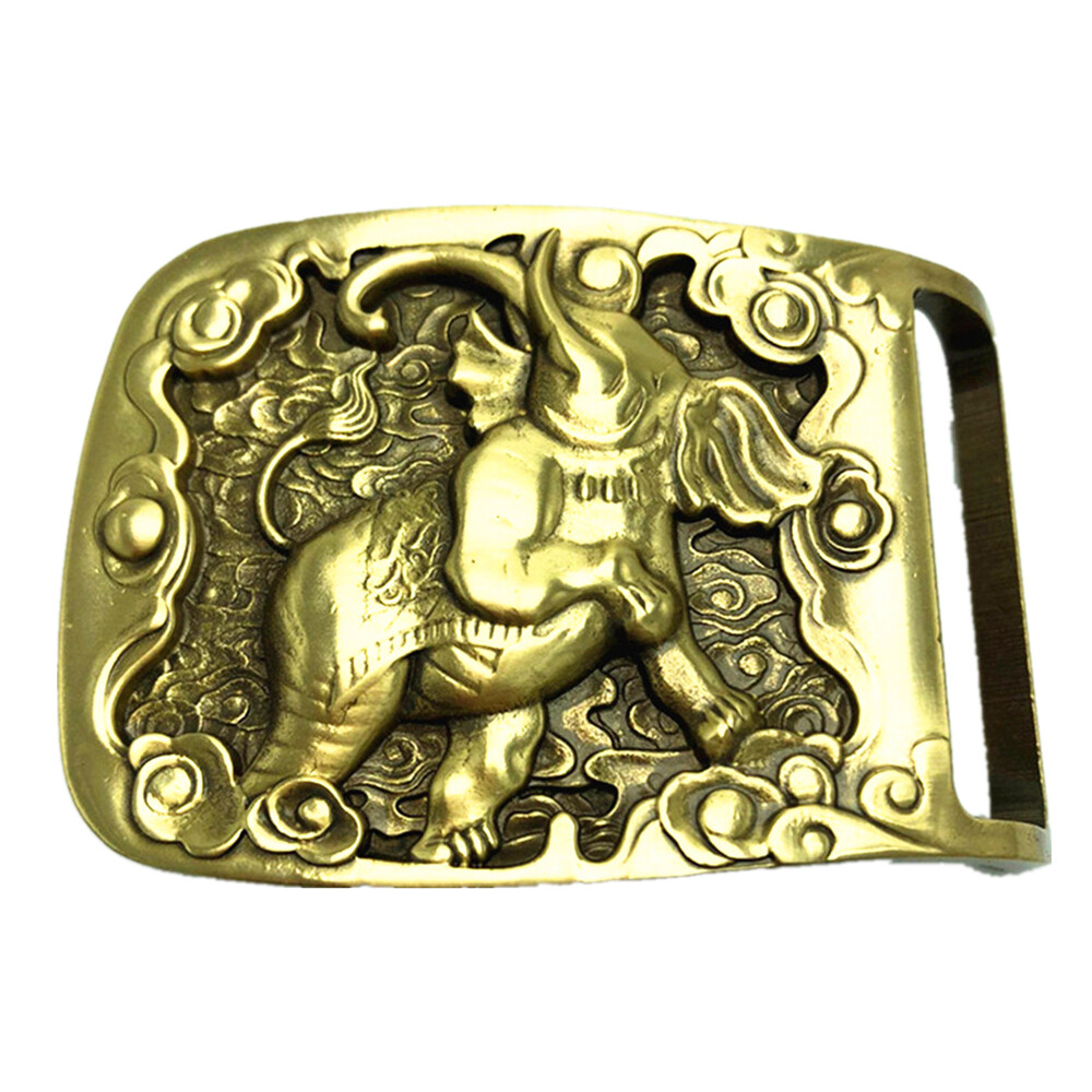 Big Elephant Solid Brass Copper Mens Belt Buckle Western Cowboy Vintage