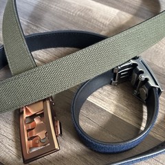 2 Anson Belt & Buckle Men&rsquo;s green and blue Ratchet Belt Silver and gold 32-34