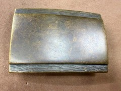 Rustic Simple Plain Textured Border Brass Tone Rectangular Belt Buckle