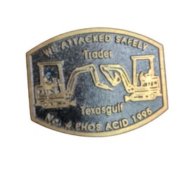 Vintage DynaBuckle Texasgulf 1995 Solid Brass Belt Buckle Excavator Industrial
