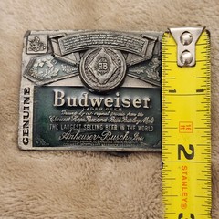 Vtg Indiana Metal Craft Anheiser Busch Budweiser Beer Enamel Belt Buckle BB27