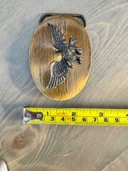 Vintage 1970s Brass Belt Buckle EAGLE WESTERN cowboy USA United States