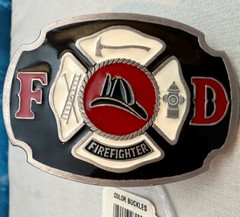 Buckle Bakery Fire Fighter Enamel Belt Color Buckle 1670 Made in USA