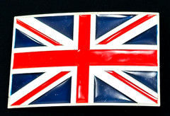 Belt Buckle Enamel Union Jack UK British Flag Silver Tone For 1 1/2 Inch Belt