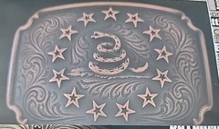 New! Montana Silversmiths Attitude BELT BUCKLE Don&rsquo;t Tread On Me, 13 Star Logo