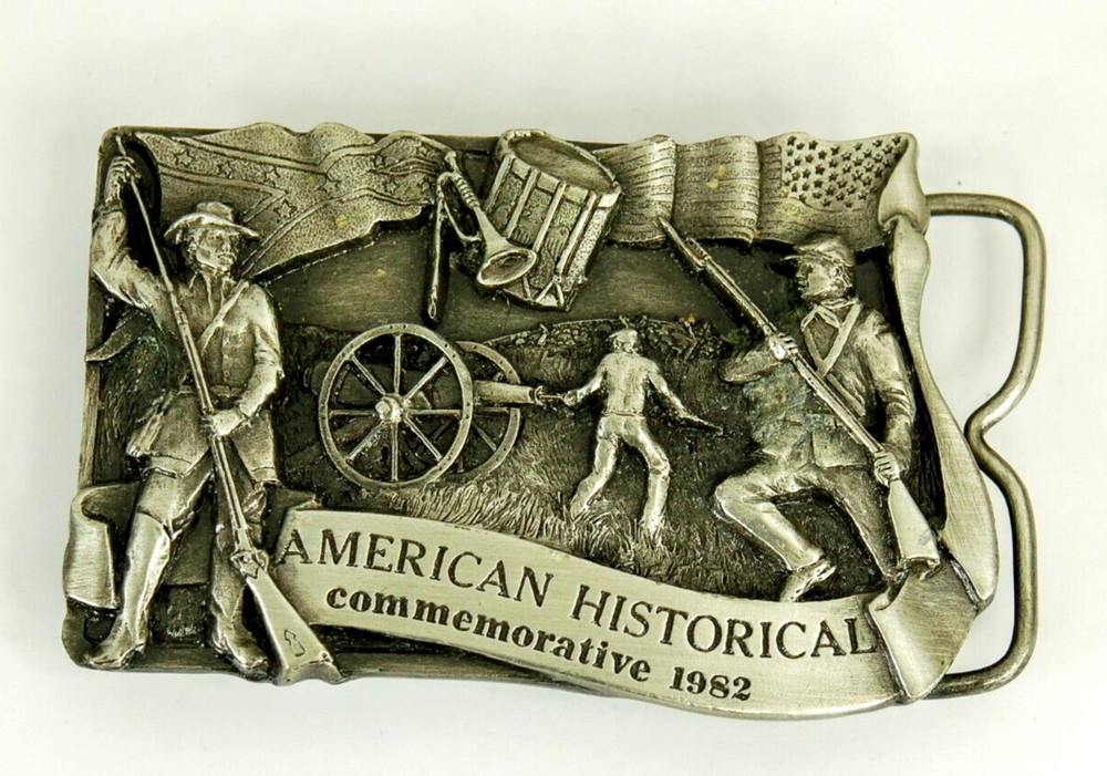 Civil War Commemorative belt buckle western pewter 1982 Siskiyou Buckle Co.