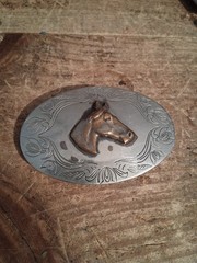 Hores Belt Buckle Nickel Silver Vintage 70s