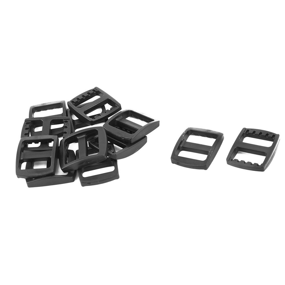 Travel Plastic Adjustable Backpack Glide Buckle Black 15mm Strap Width 12pcs