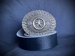 “Lone Star Reliquary” Belt Buckle Handmade 4×3 Leather back OOAK Darren McNeese