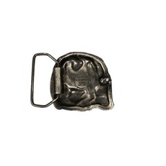 Vintage Bergamot Brass Works Bear Hunter Bult Buckle Pewter Tone USA