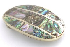 Alpaca Abalone Large Belt Buckle Unisex Mexico Size 3.5 inches 43g L104