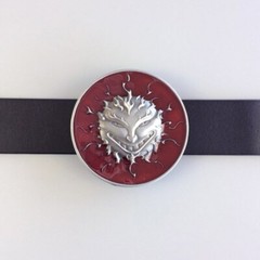 Antique Silver Red Enamel Devil Evil Face Belt Buckle Gurtelschnalle Boucle