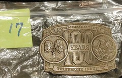 Vintage Lewis of Chicago Telephone Industry Belt Buckle 100 Years 1876-1976 USA