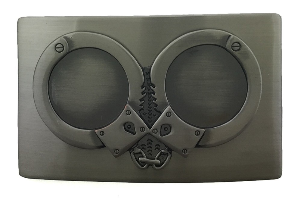 Handcuffs Belt Buckle Hand Cuff Peace Officer Police New Men Antiqued Gray Metal