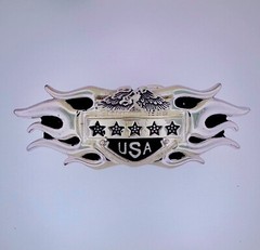 USA Eagle Flames Stars Belt Buckle | American Western Silver Vintage Buckle