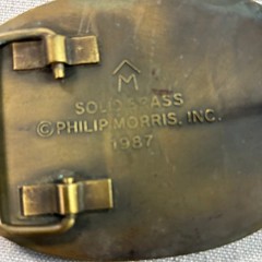 Vintage 1987 Marlboro Solid Brass Longhorn Bull Belt Buckle Western Cowboy