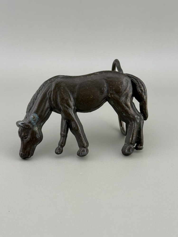 Sculptural Grazing Horse Belt Buckle Equestrian Bronze Tone