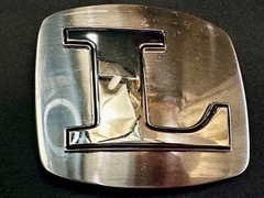 Custom Initial Letter L Silver Tone Outlined Reflective Men Women Belt Buckle