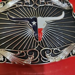 Longhorn Cowboy Belt Buckle Western Hebilla Rodeo Silver & Black
