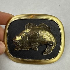 Vintage Large Mouth Bass Belt Buckle Made in USA 2.75” x 2.25” Good Weight Clean