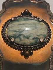 Vintage Gemstone Marble Agate Copper Belt Buckle Western Handcrafted Cowboy