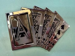 Royal Straight Flush Casino Poker Gambling Spinning Reversible Ace Belt Buckle