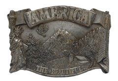 AMERICA THE BEAUTIFUL belt buckle (Bergamot Brass) Missing Buckle Back Hoop