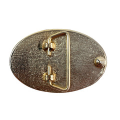 Vintage Masonic Compass G Symbol Gold Tone Oval Metal Belt Buckle