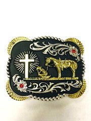 Praying Cowboy Horse Cross Faith Animal Rodeo Western Hebillas Vaqueras