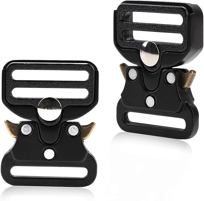 2 Pcs Metal Tactical Buckles, Quick Release Adjustable Belt Buckle Clips for Dog