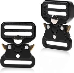 2 Pcs Metal Tactical Buckles, Quick Release Adjustable Belt Buckle Clips for Dog