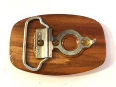 Vintage Armadillo Texas Wooden Belt Buckle Possibly Handmade Estate Find