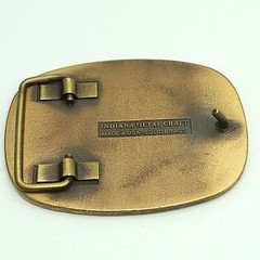 Solid Brass Belt Buckle Western Mining Electrical 1983 Indiana Metal Craft USA