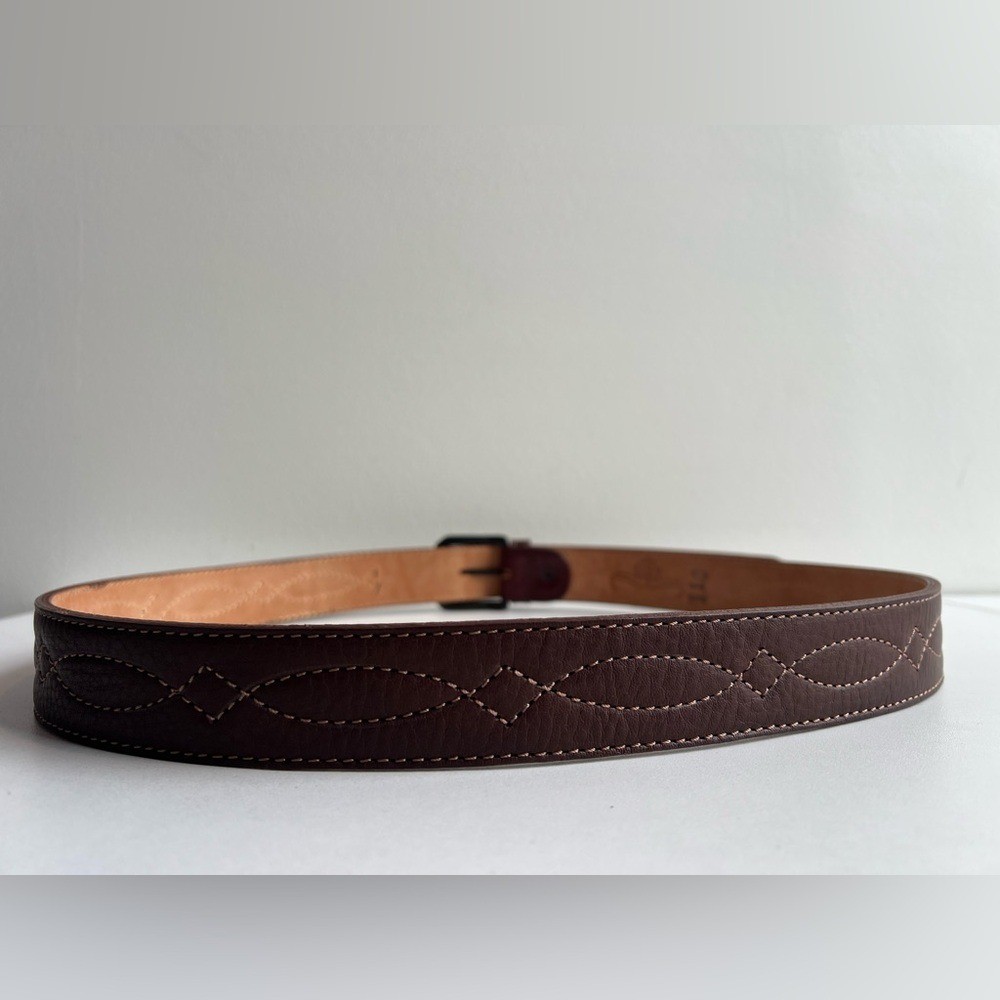 Brown Buffalo Leather Belt Cuero de Búfalo Brass Buckle Size 110 /47.5&Prime; x 1-3/8&Prime;