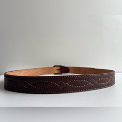 Brown Buffalo Leather Belt Cuero de Búfalo Brass Buckle Size 110 /47.5&Prime; x 1-3/8&Prime;