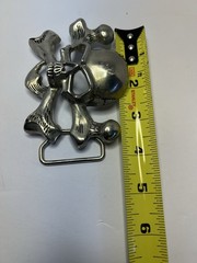 Skull & Crossbones Silver Metal Buckle 3D Raised 1” by 3 1/2” Wide 1 1/2” Belt