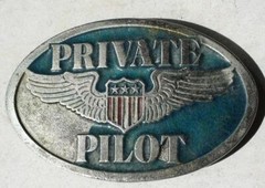 Private Pilot Red White Blue Color Oval Cast Metal Belt Buckle Shield Wings Star