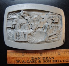 Caterpillar CAT Equipment Machines Pewter Men Belt Buckle Bulldozer Loader Dump