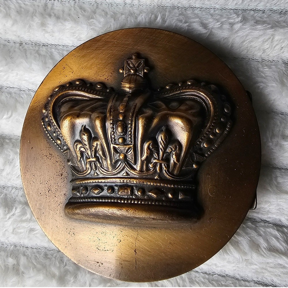 Vintage Crown Relief Belt Buckle OS Bronze Royal Regency Gothic