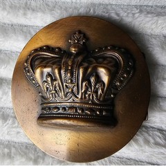 Vintage Crown Relief Belt Buckle OS Bronze Royal Regency Gothic