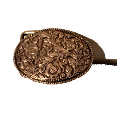 BELT BUCKLE WESTERN OVAL ROPE SILVER PLATED Fits 1-1/4&Prime; belt