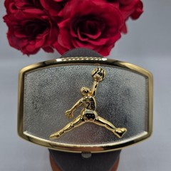 Basketball Dunk #23 Belt Buckle Gold Silver Two Tone Metal Sports Novelty Jordan