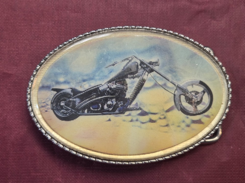 Multicolored Chopper Motorcycle light Up Belt Buckle Metal Plastic