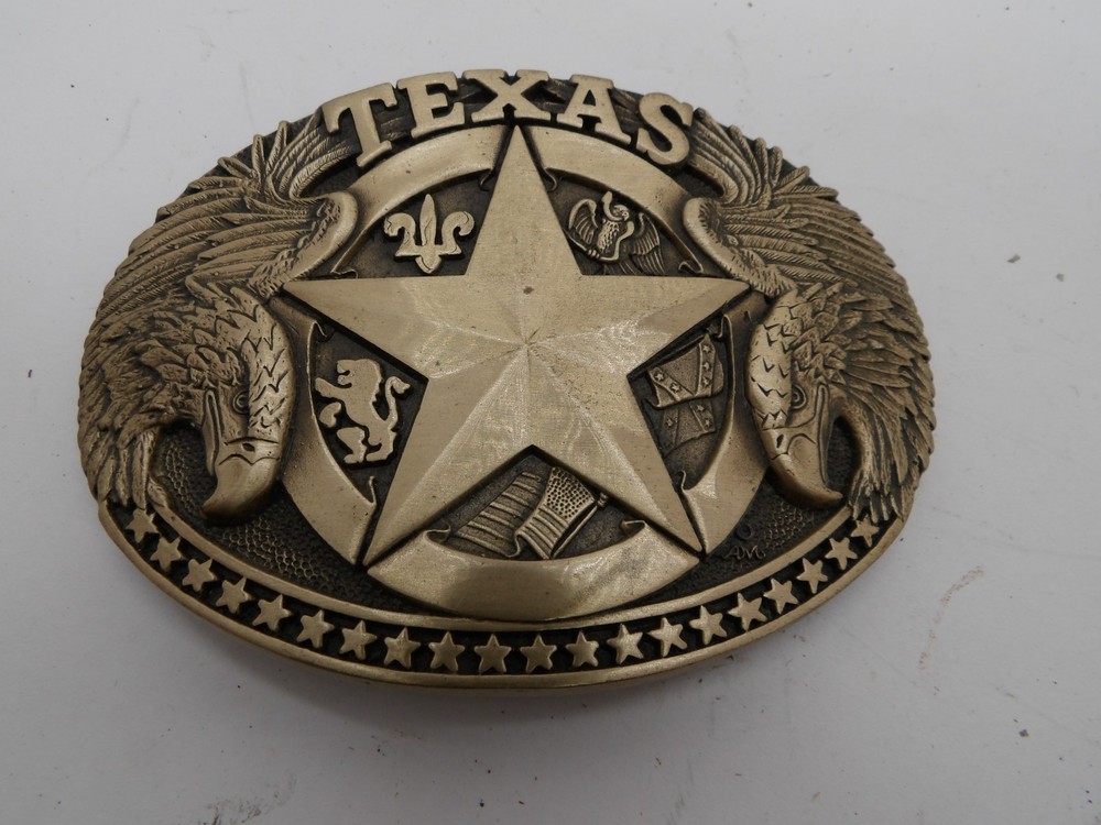 Award Design Medals Belt Buckle Brass Excellent Texas Lone Star Eagles